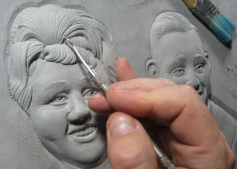 Cordova clay portrait carving