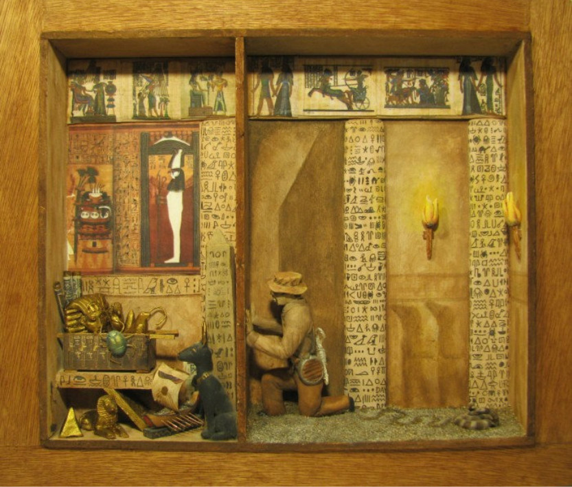 Egyptian tomb raider themed custom hand made shadow box