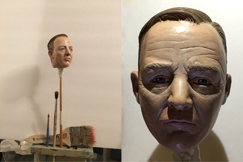 Work in progress images of a realistic male head